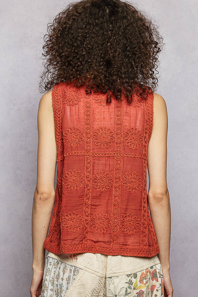 POL Button Down V-Neck Sweater Vest - cas7m