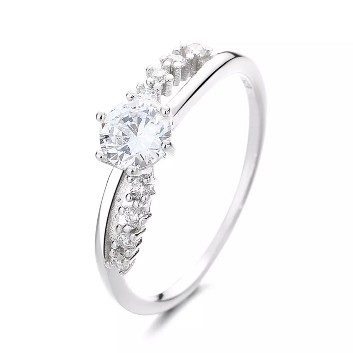 925 Sterling Silver Zircon Ring - cas7m