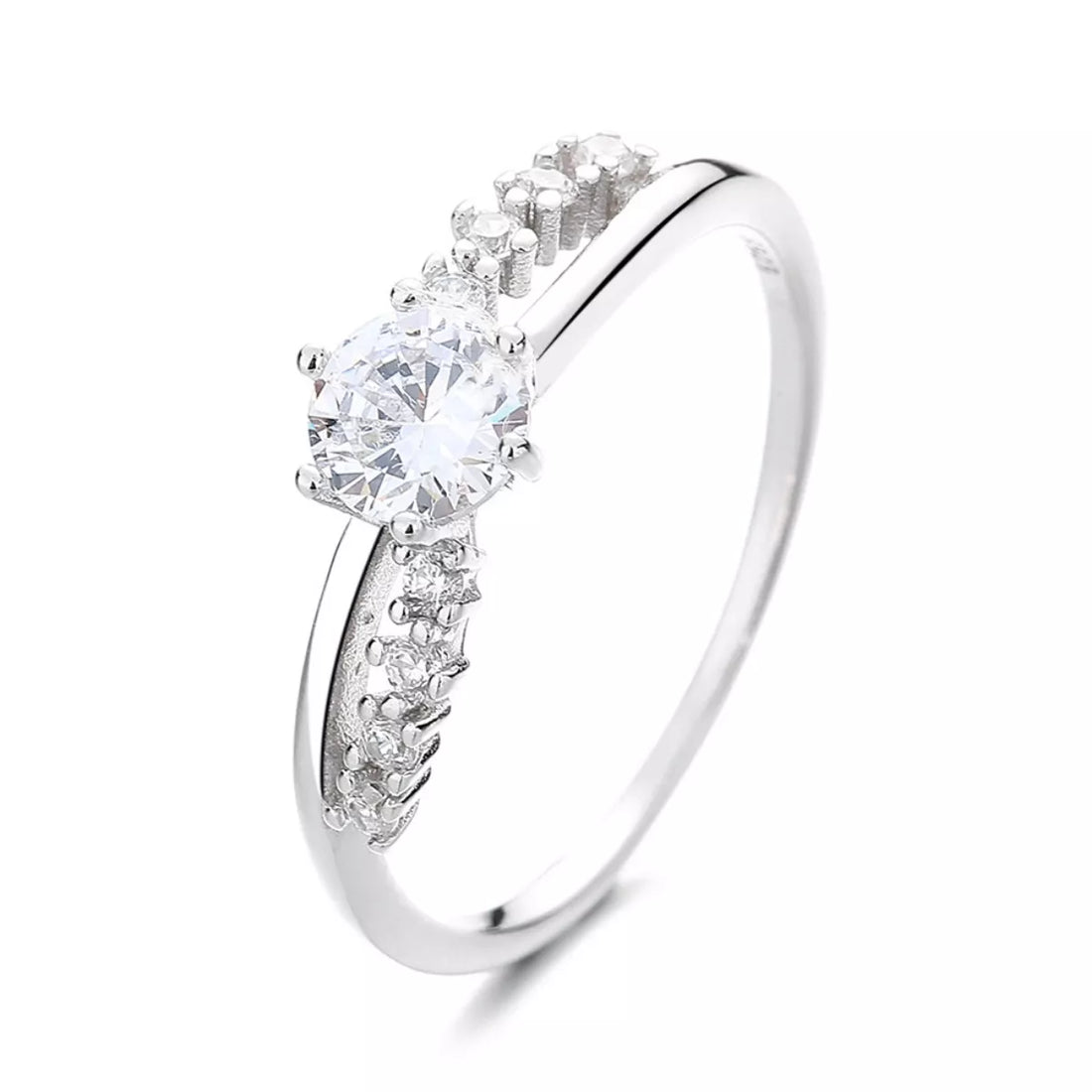 925 Sterling Silver Zircon Ring - cas7m