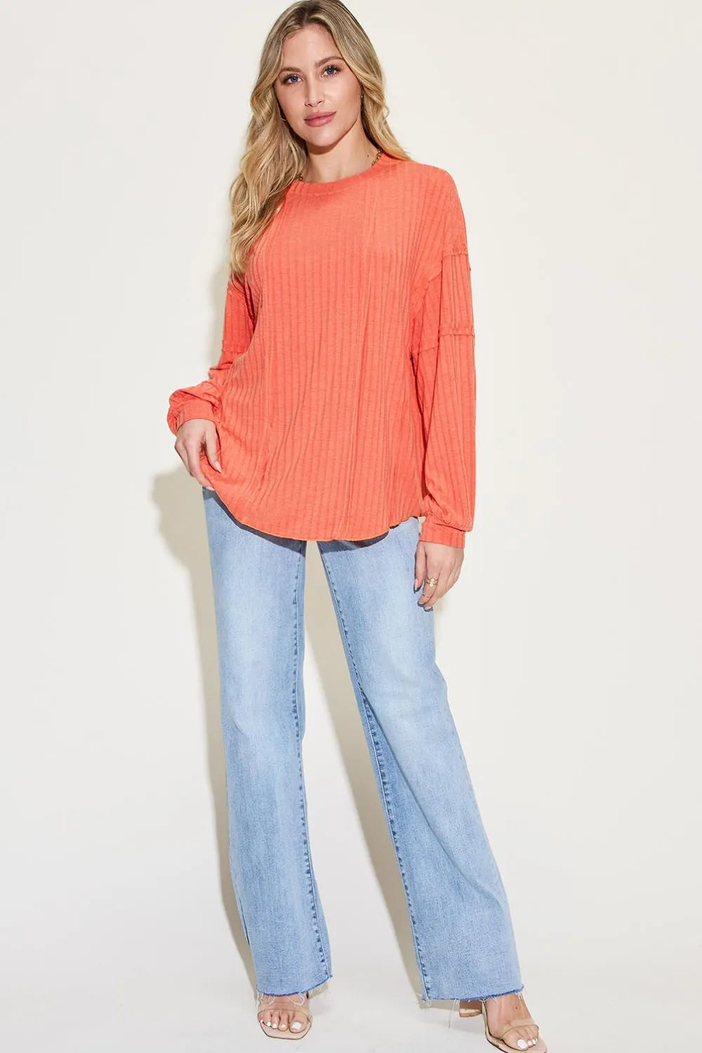 Basic Bae Full Size Ribbed Round Neck Long Sleeve T-Shirt - cas7m