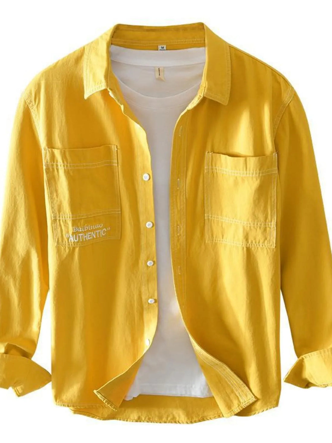 Men's Plus Size Button Up Long Sleeve Shirt - cas7m