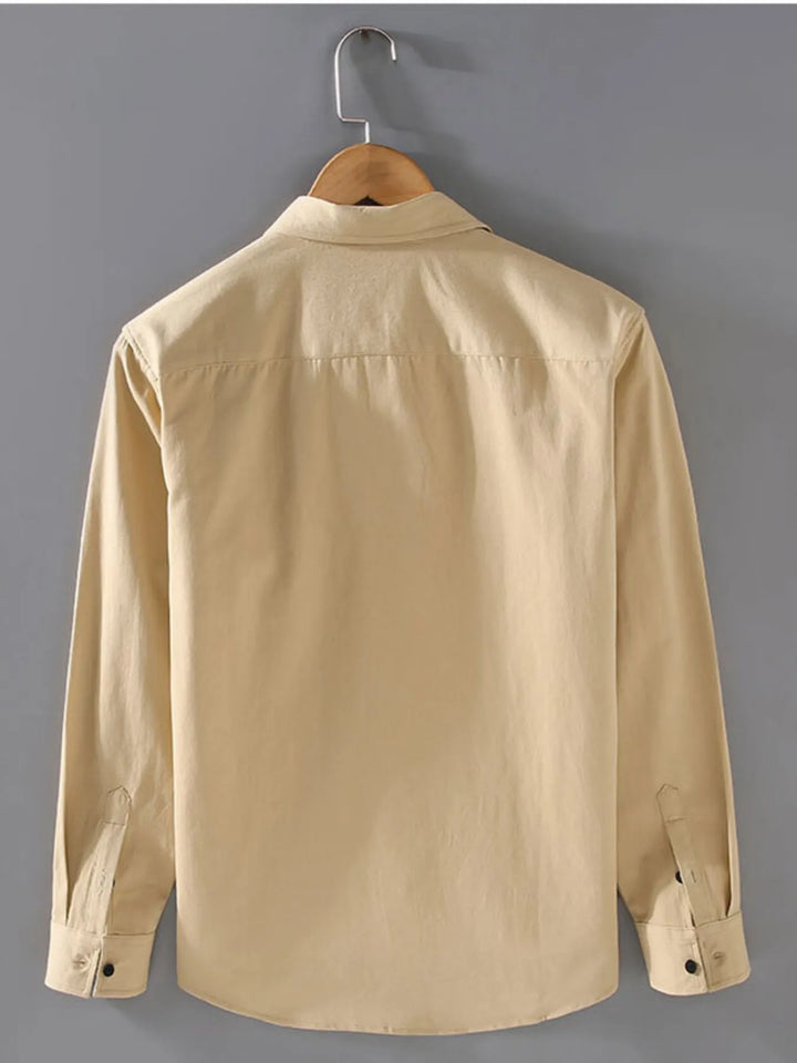 Men's Plus Size Button Up Long Sleeve Shirt - cas7m