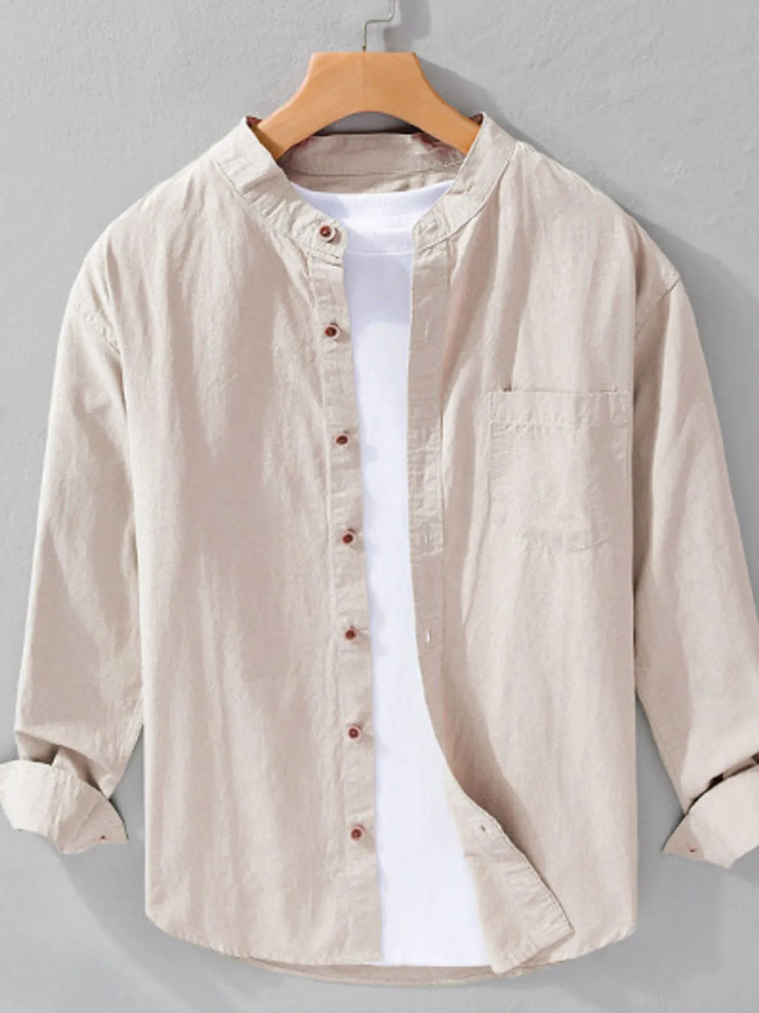 Men's Plus Size Button Up Long Sleeve Shirt - cas7m