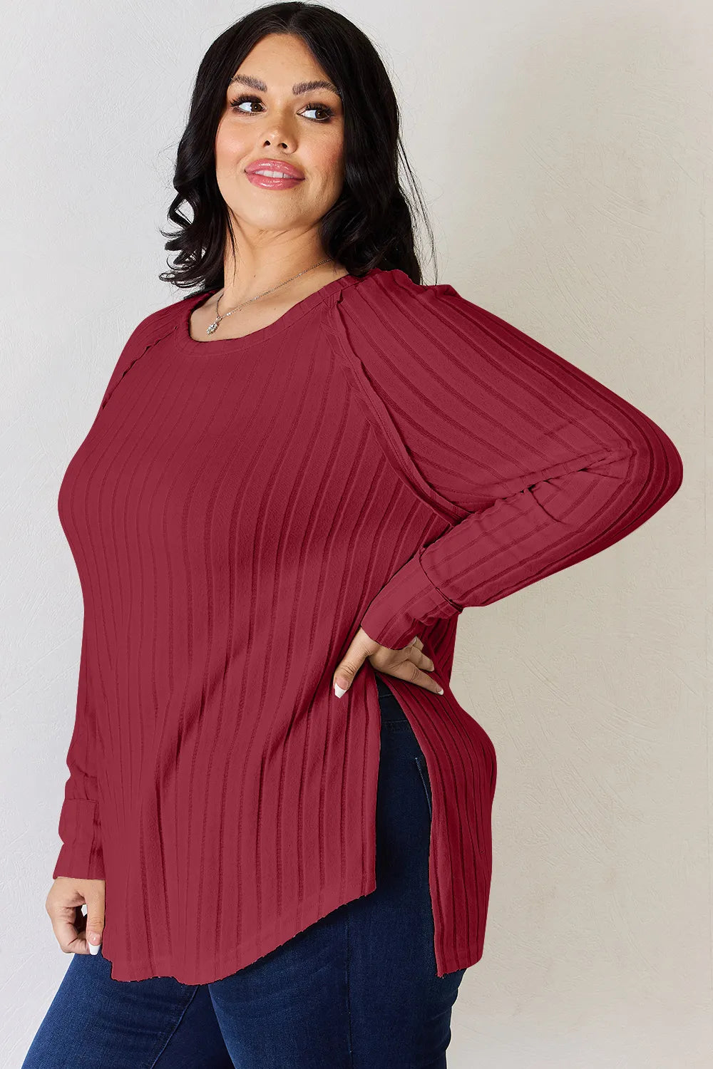 Ribbed Basic Stretch Top – Versatile & Comfy Poly Blend - cas7m
