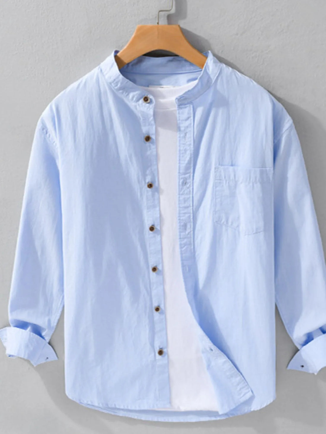 Men's Plus Size Button Up Long Sleeve Shirt - cas7m