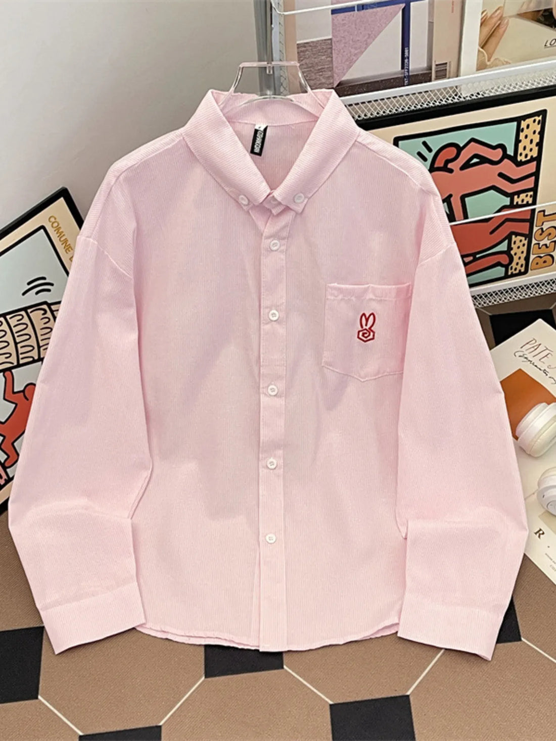 Men's Plus Size Button Up Long Sleeve Shirt - cas7m