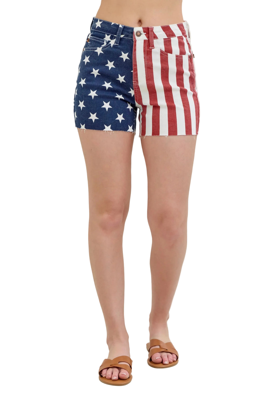 Judy Blue USA Flag High-Waisted Denim Shorts – Summer Essential - cas7m