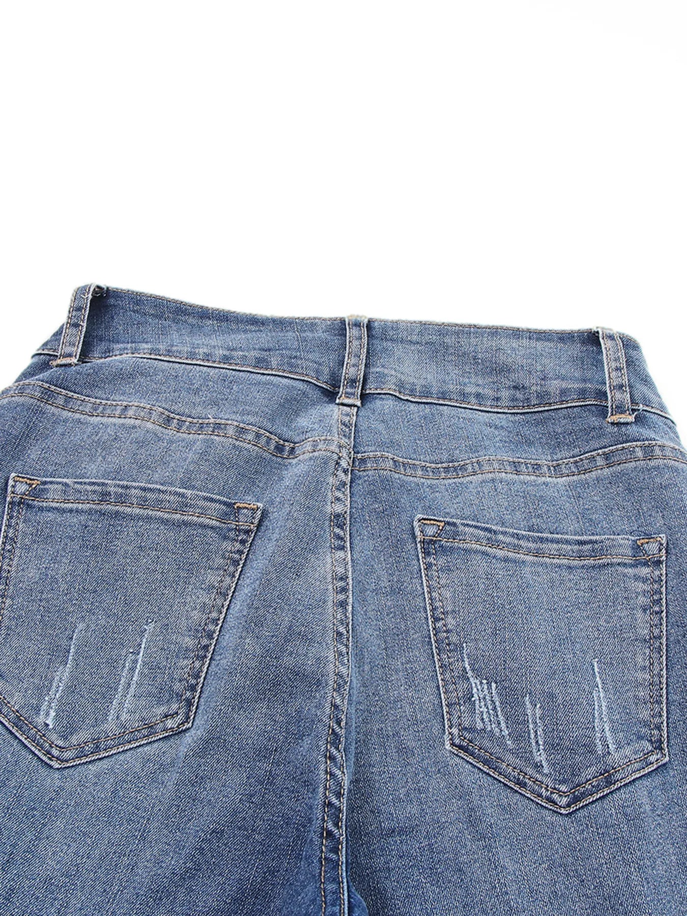 Vintage Stretch Distressed Denim Jeans - Comfort & Style - cas7m