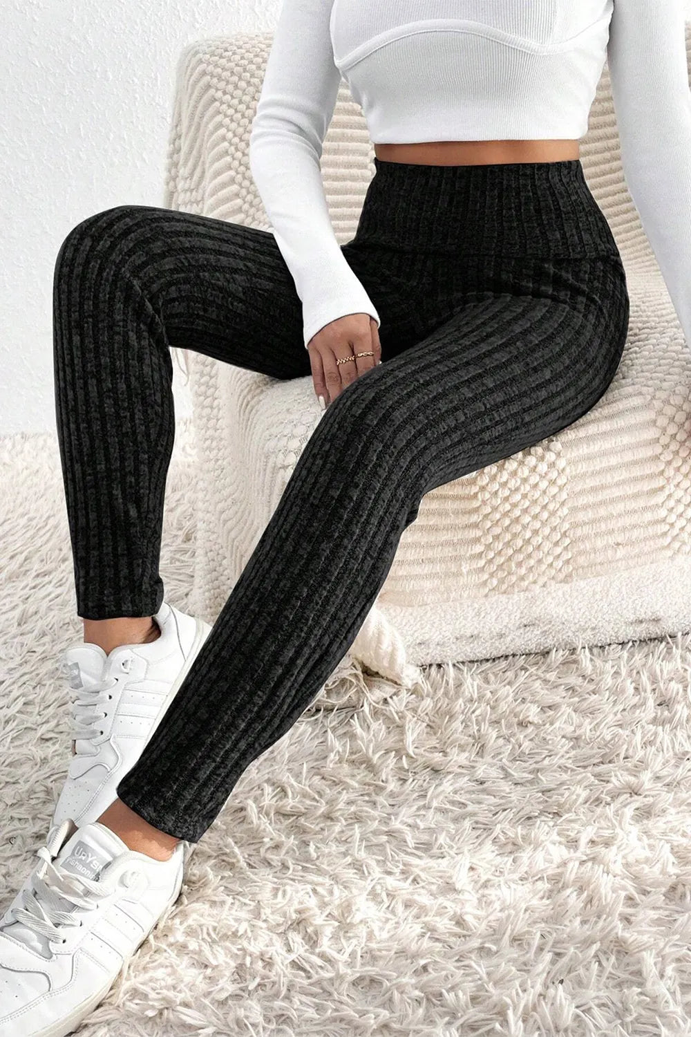 Ribbed High Waist Leggings - cas7m