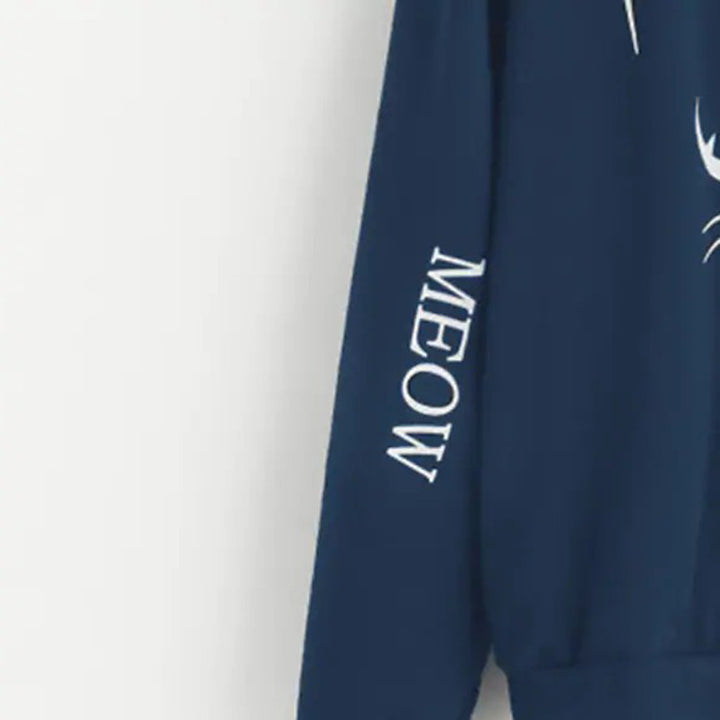 Printed long sleeve loose hoodie - cas7m