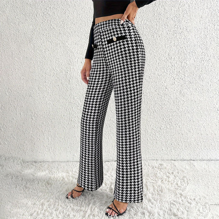 Faux Pocket Fastener Decoration Straight Wide Leg Pants Trousers - cas7m