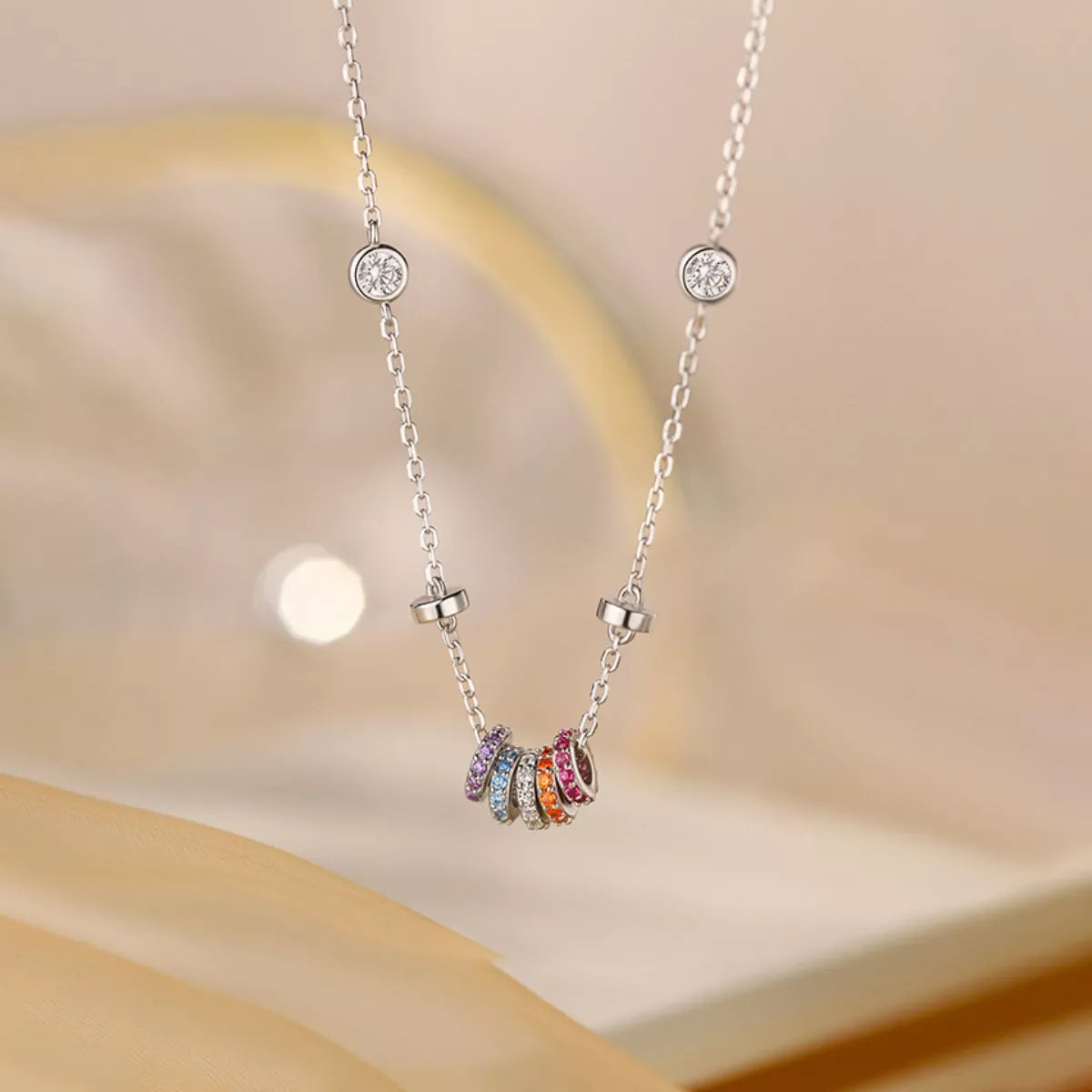 925 Sterling Silver Zircon Pendant Necklace - cas7m