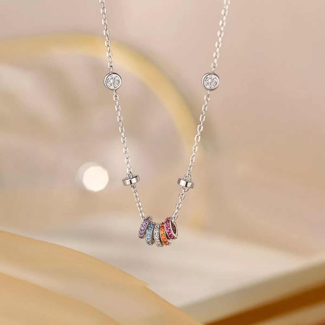 925 Sterling Silver Zircon Pendant Necklace - cas7m
