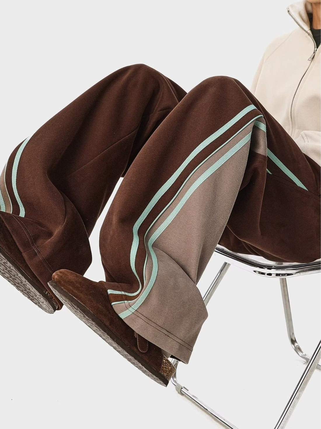 Men's Plus Size Striped Drawstring Wide Leg Casual Pants - cas7m