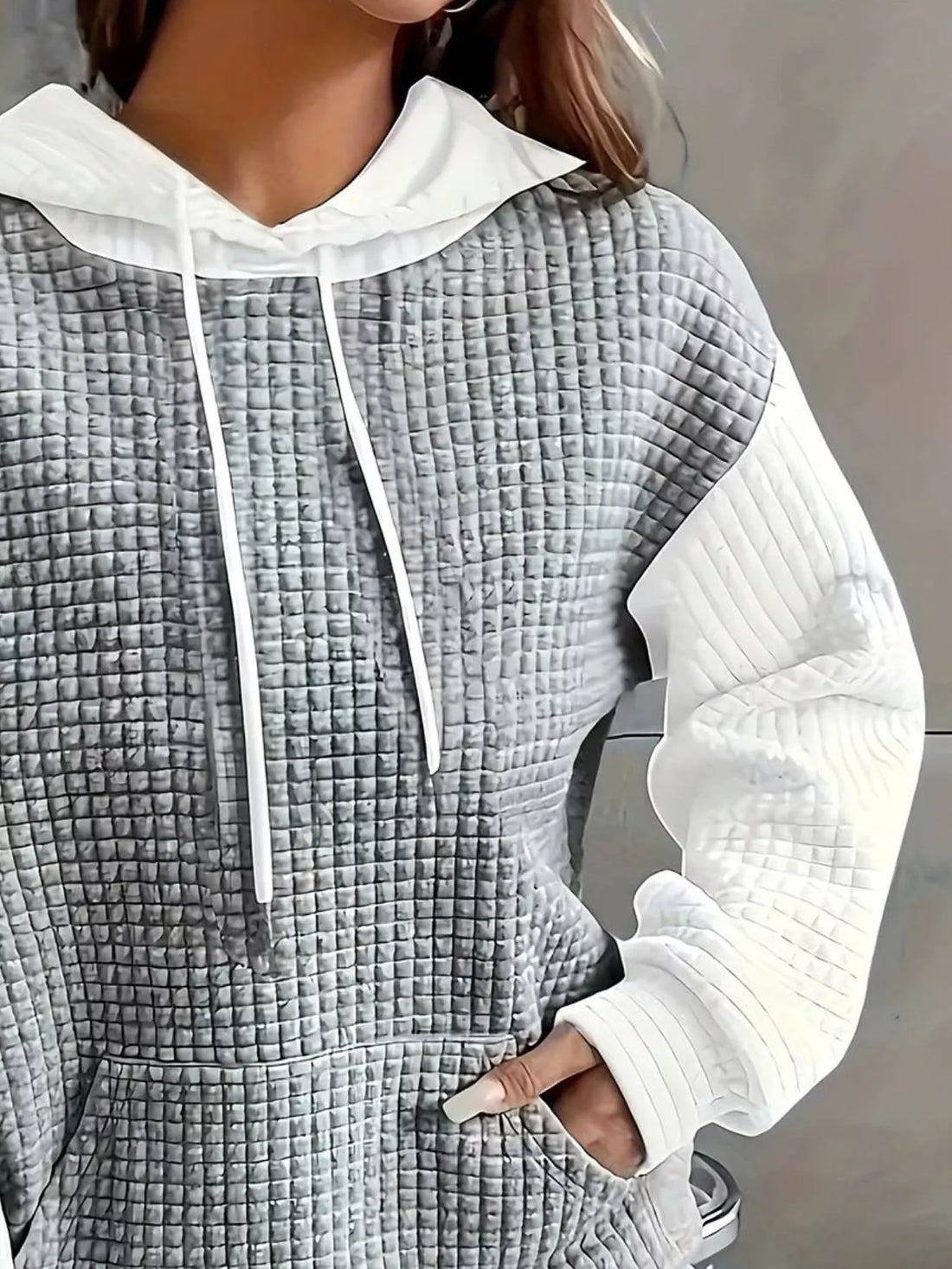 Full Size Textured Kangaroo Pocket Hoodie Plus Size - cas7m