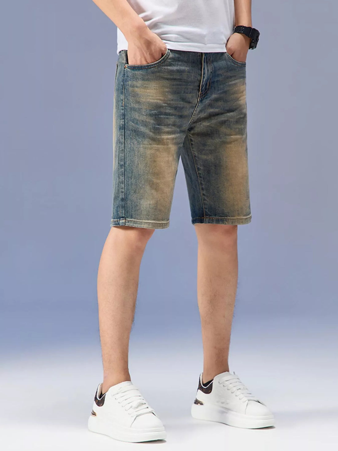 Men's Washed Denim Shorts - cas7m