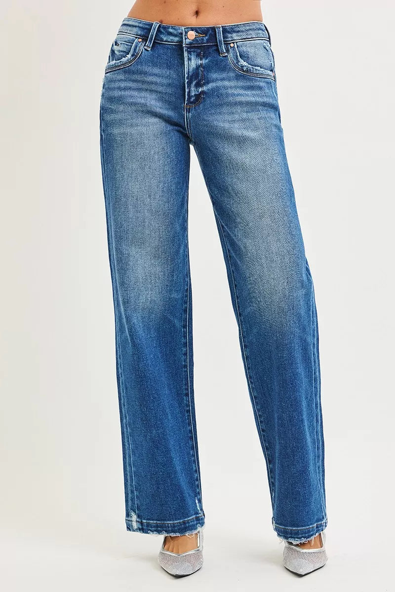 RISEN Full Size Slouchy Baggy Jeans Pocket Side Seam Detail Plus Size - cas7m