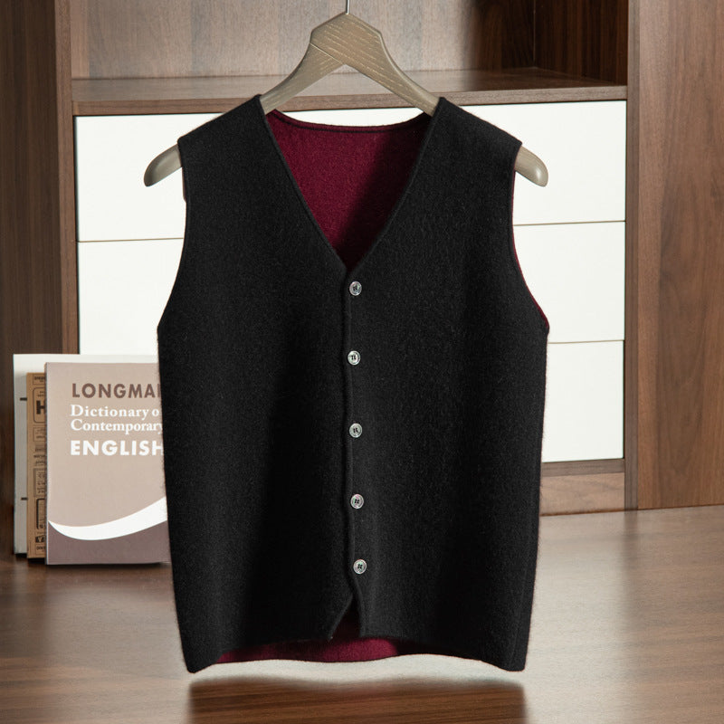 Men's V-neck Vest Premium Casual Knit Vest - cas7m