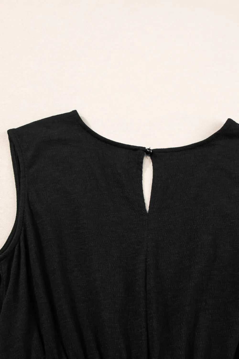 Smocked Sleeveless V Neck Jumpsuit - cas7m