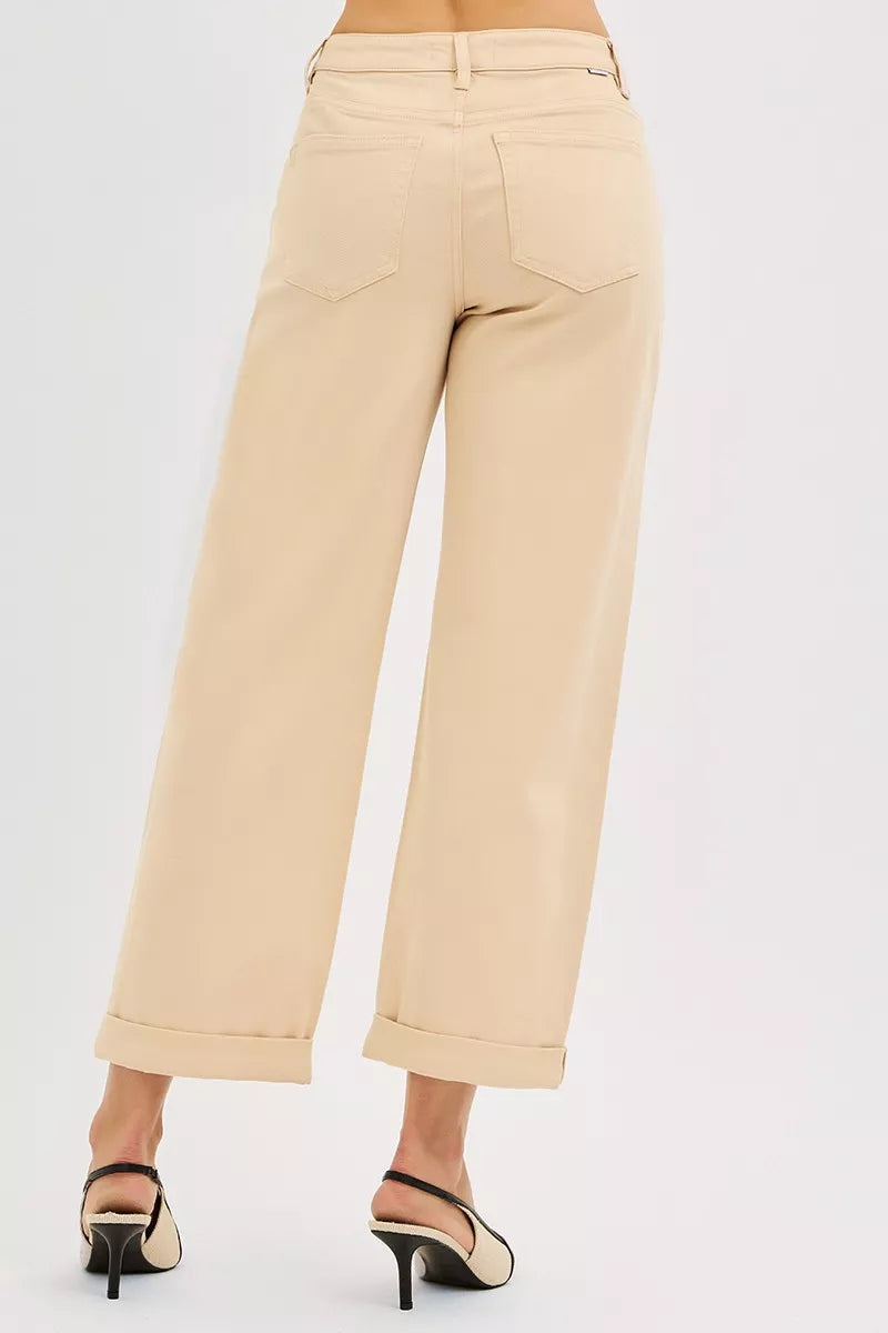 RISEN Tummy Control Mid Rise Ankle Barrel Relaxed Baggy - cas7m