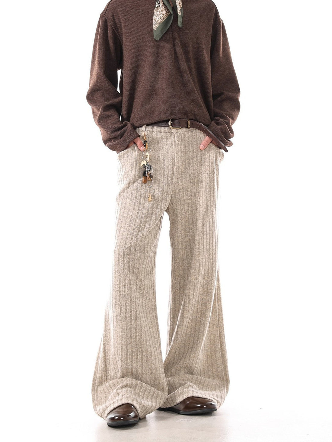 Men's Plus Size Ribbed Knit Loose Fit Pants - cas7m
