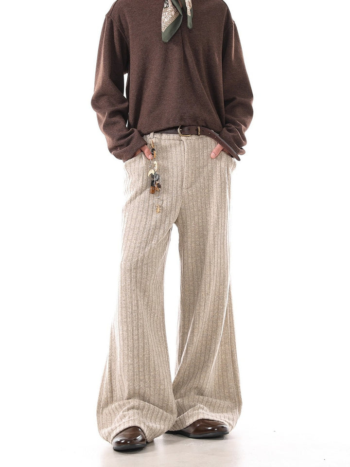 Men's Plus Size Ribbed Knit Loose Fit Pants - cas7m