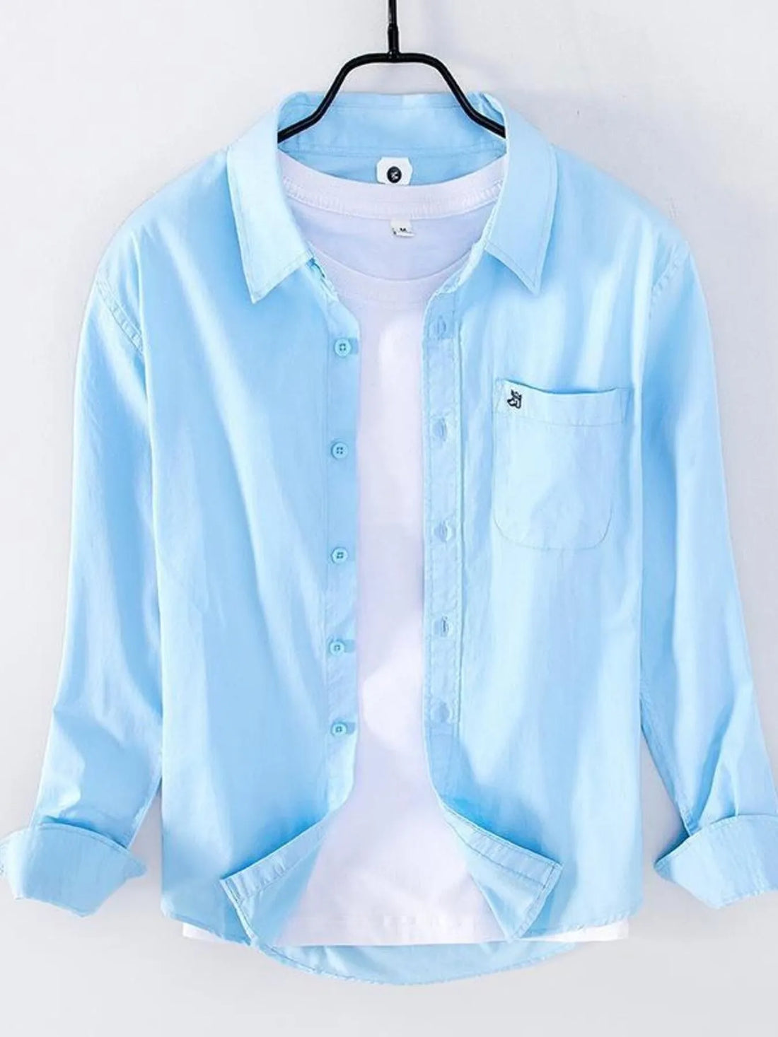 Men's Plus Size Button Up Long Sleeve Shirt - cas7m