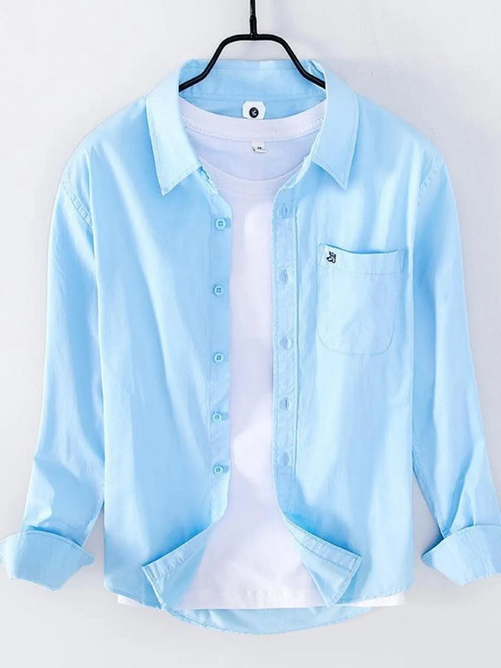 Men's Plus Size Button Up Long Sleeve Shirt - cas7m