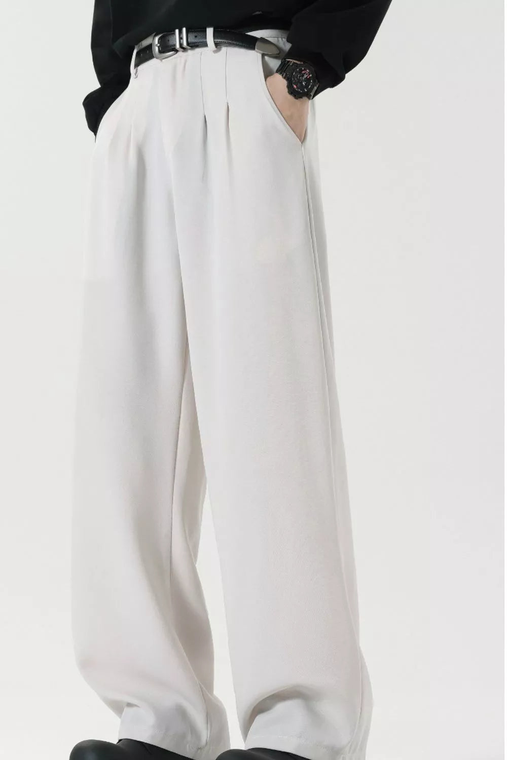 Men's Plus Size Wide Leg Pleated Dress Pants - cas7m