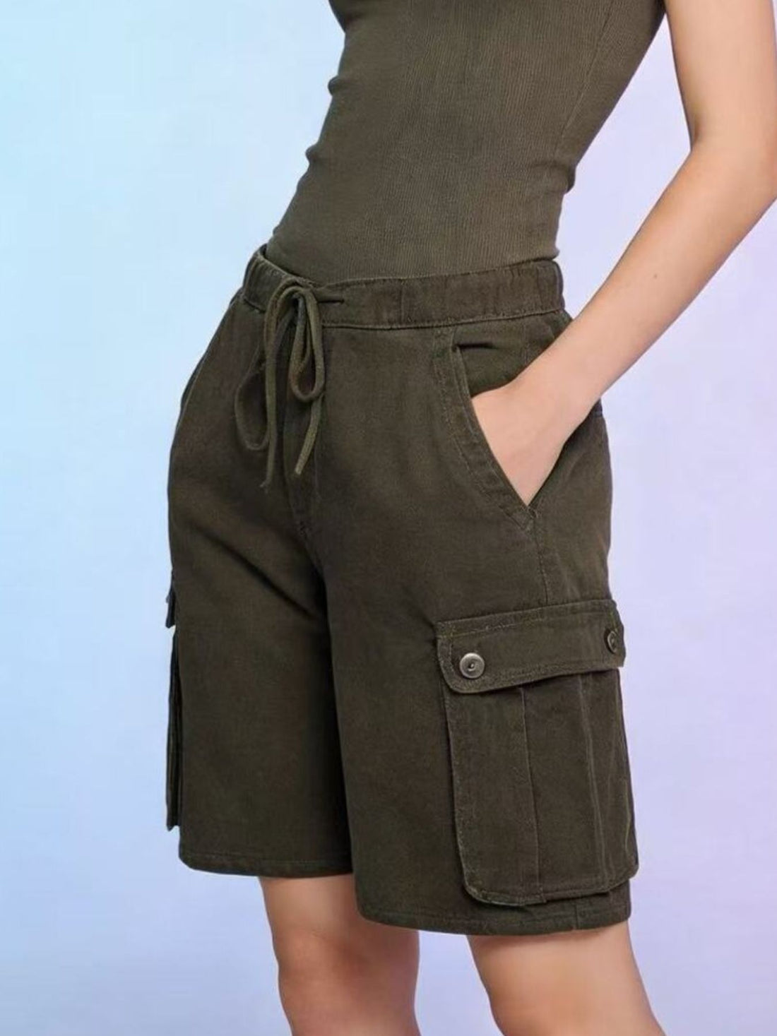 Cargo Shorts with Drawstring - cas7m