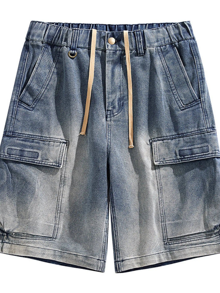 Men's Vintage Wash Cargo Demin Shorts - cas7m