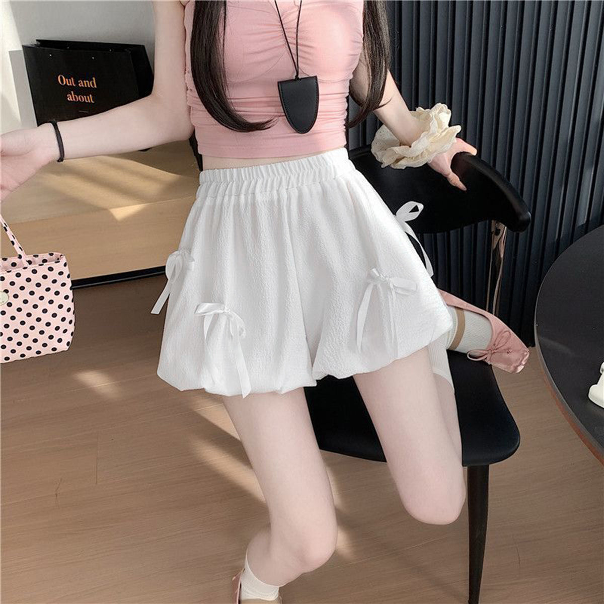 Bowknot High Waist Bubble Skirt - cas7m