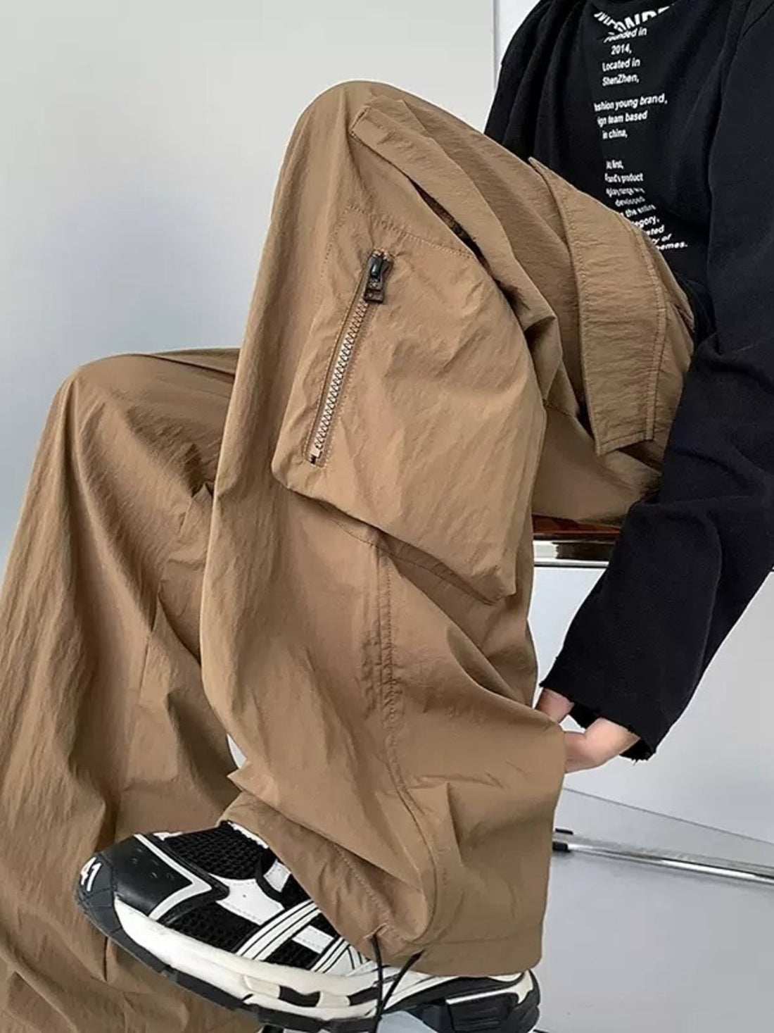 Men's Plus Size Loose Fit Cargo Pants with Drawstring - cas7m