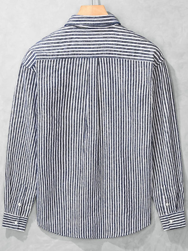 Men's Plus Size Striped Long Sleeve Shirt - cas7m