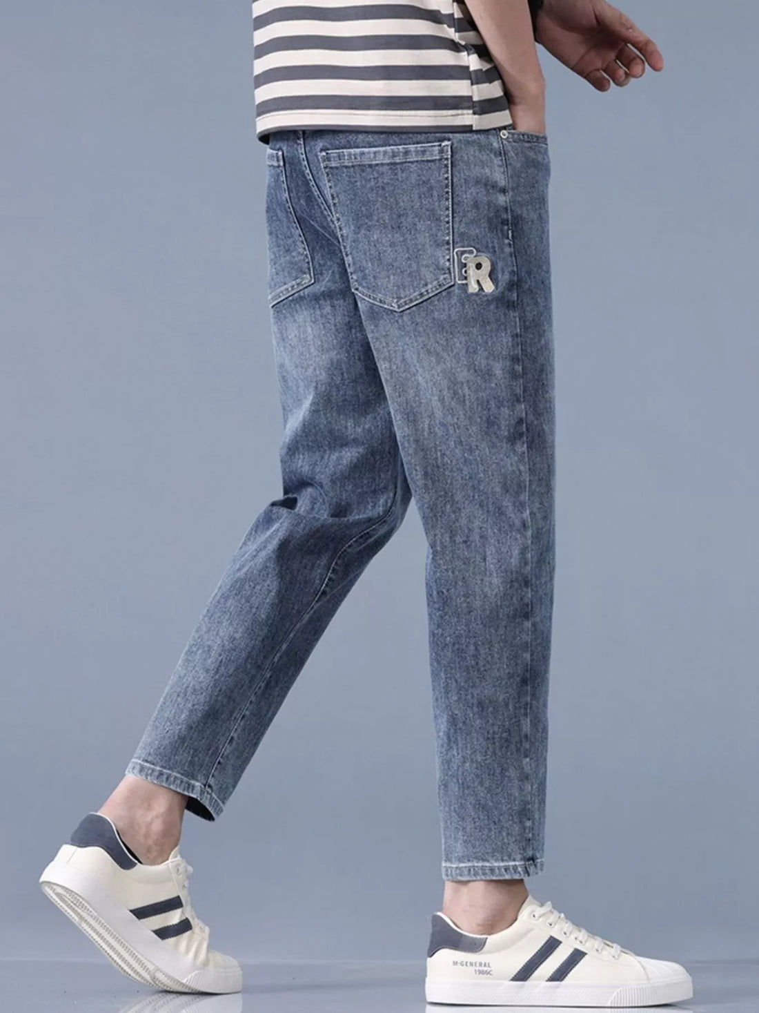 Men's Straight-Leg Wash Jeans - cas7m