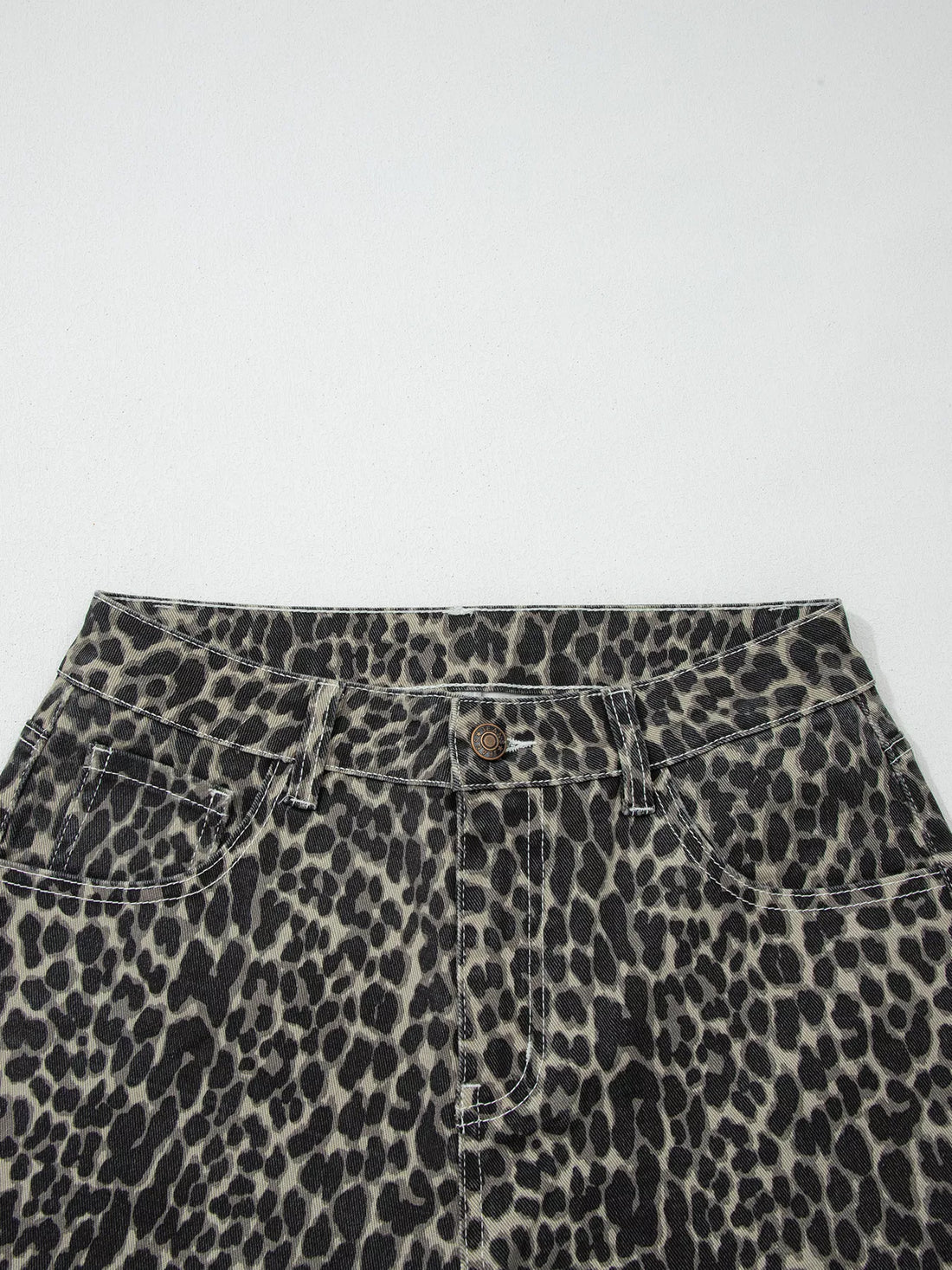 Leopard Print High Waist Barrel Jeans - cas7m