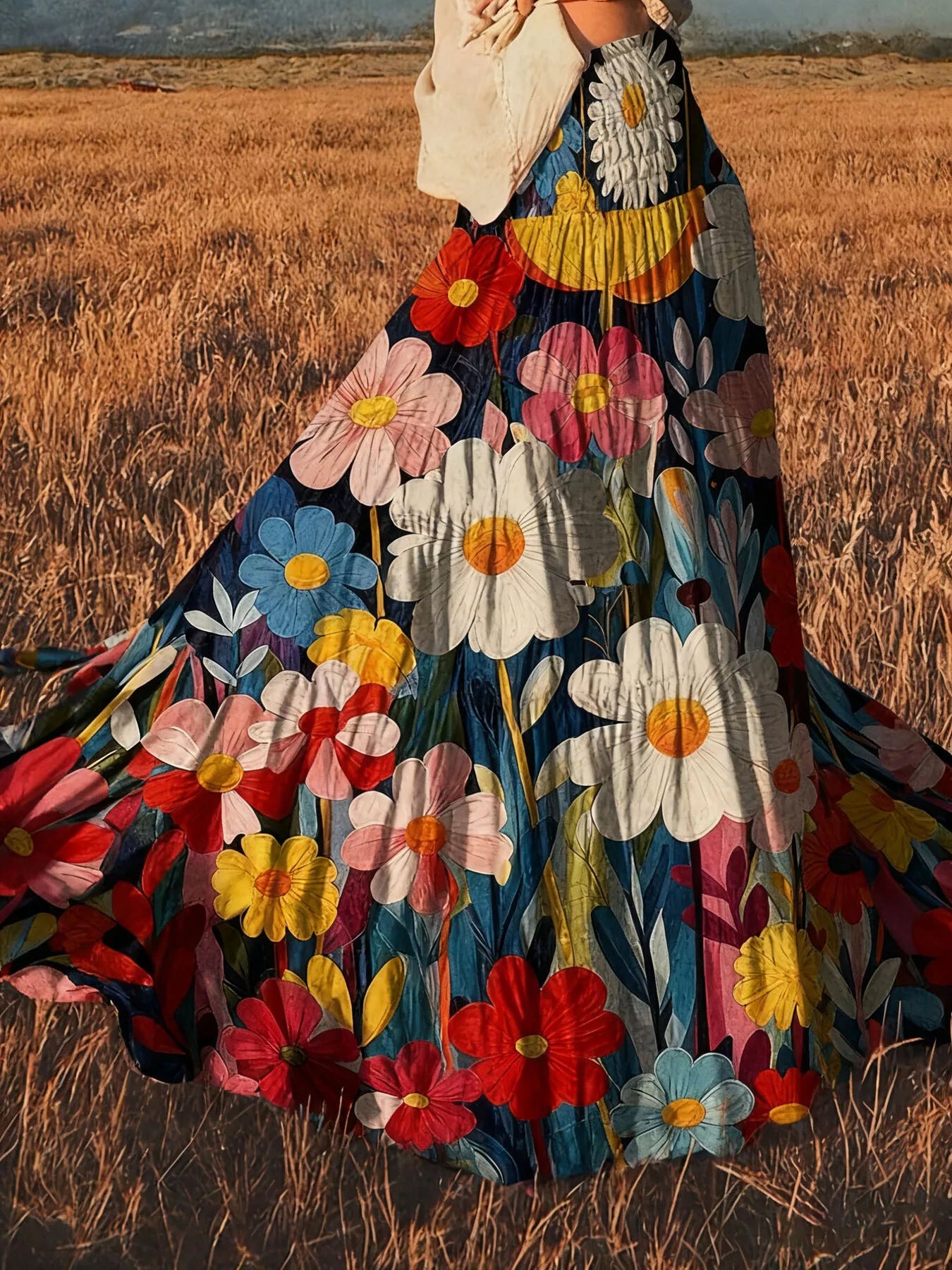 Floral Print Flowy Maxi Skirt - cas7m