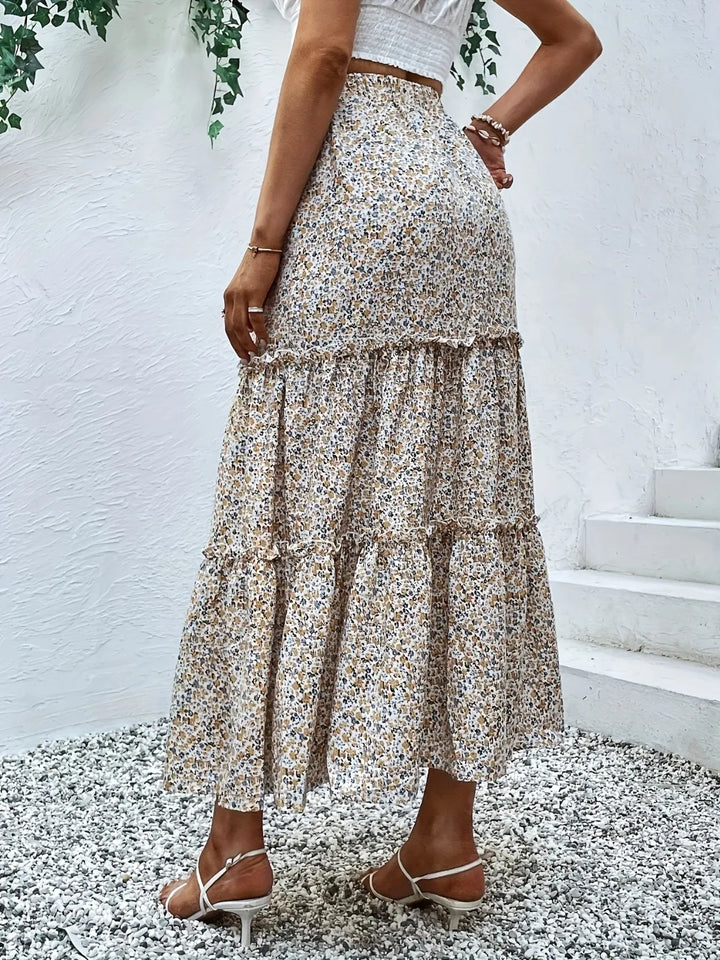 Frill Tiered Printed Skirt - cas7m