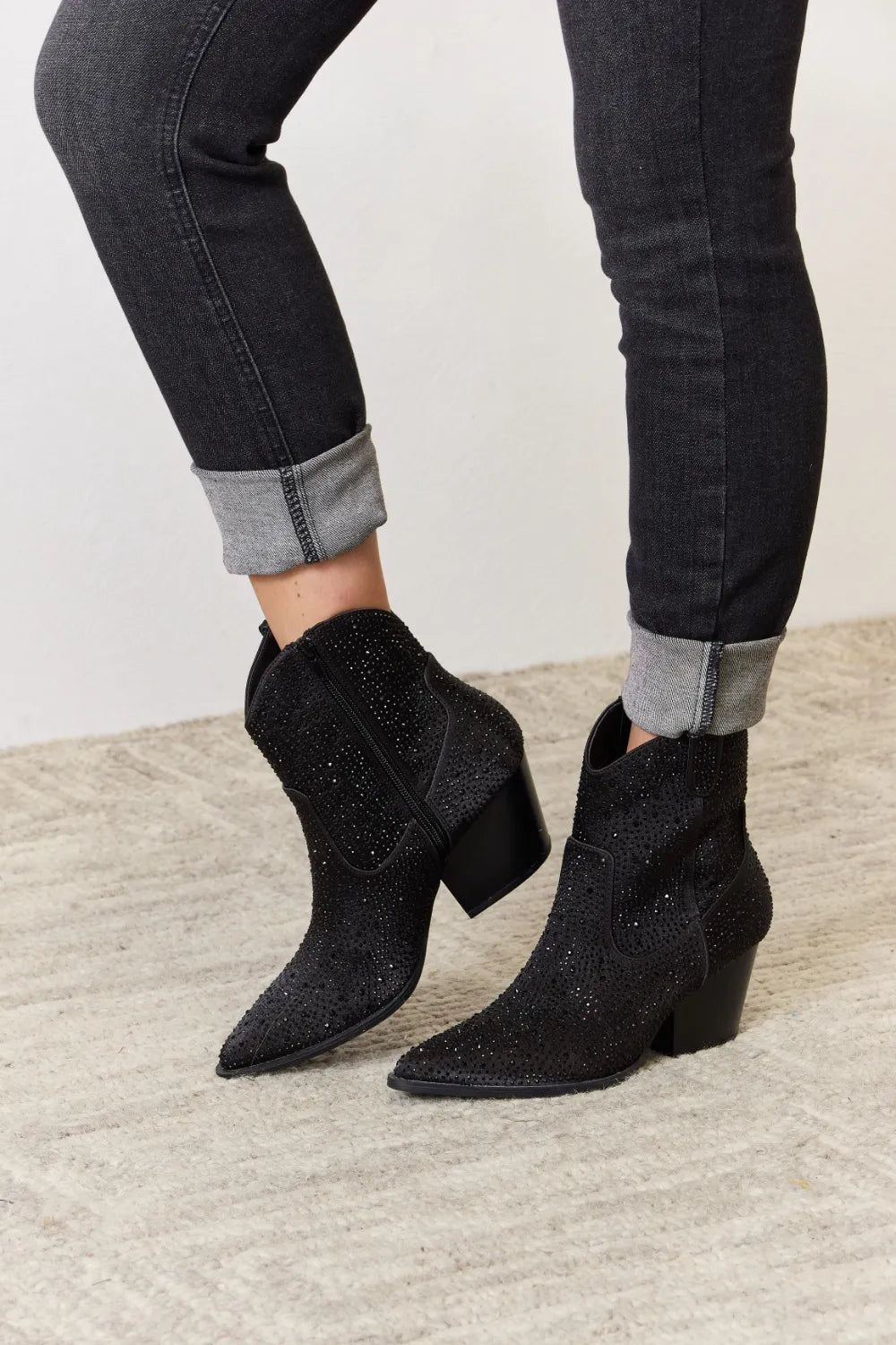 East Lion Corp Rhinestone Ankle Cowboy Boots - cas7m