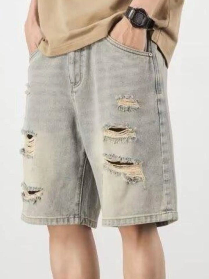 Men's Full Size Distressed Denim Shorts Plus Size - cas7m