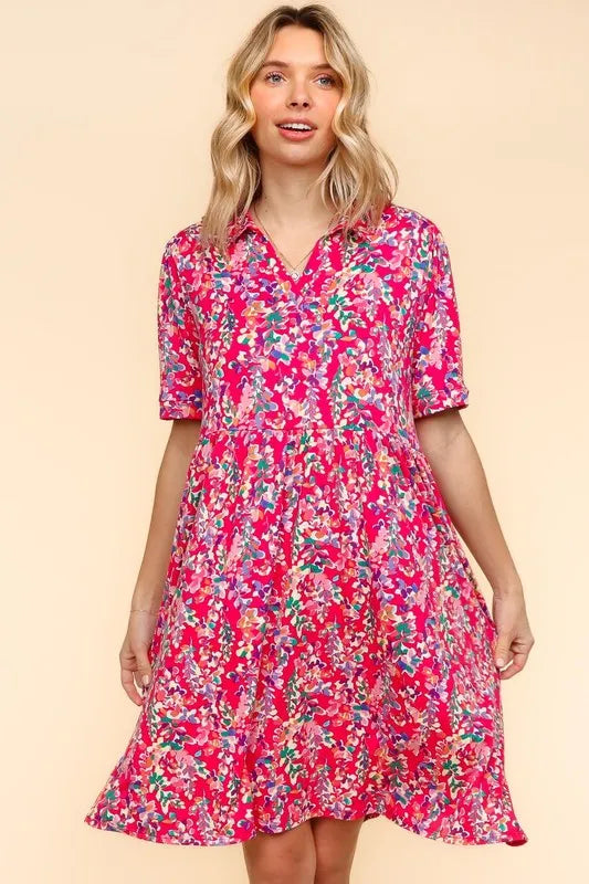Haptics Johnny Collar Babydoll Dress with Side Pockets - cas7m