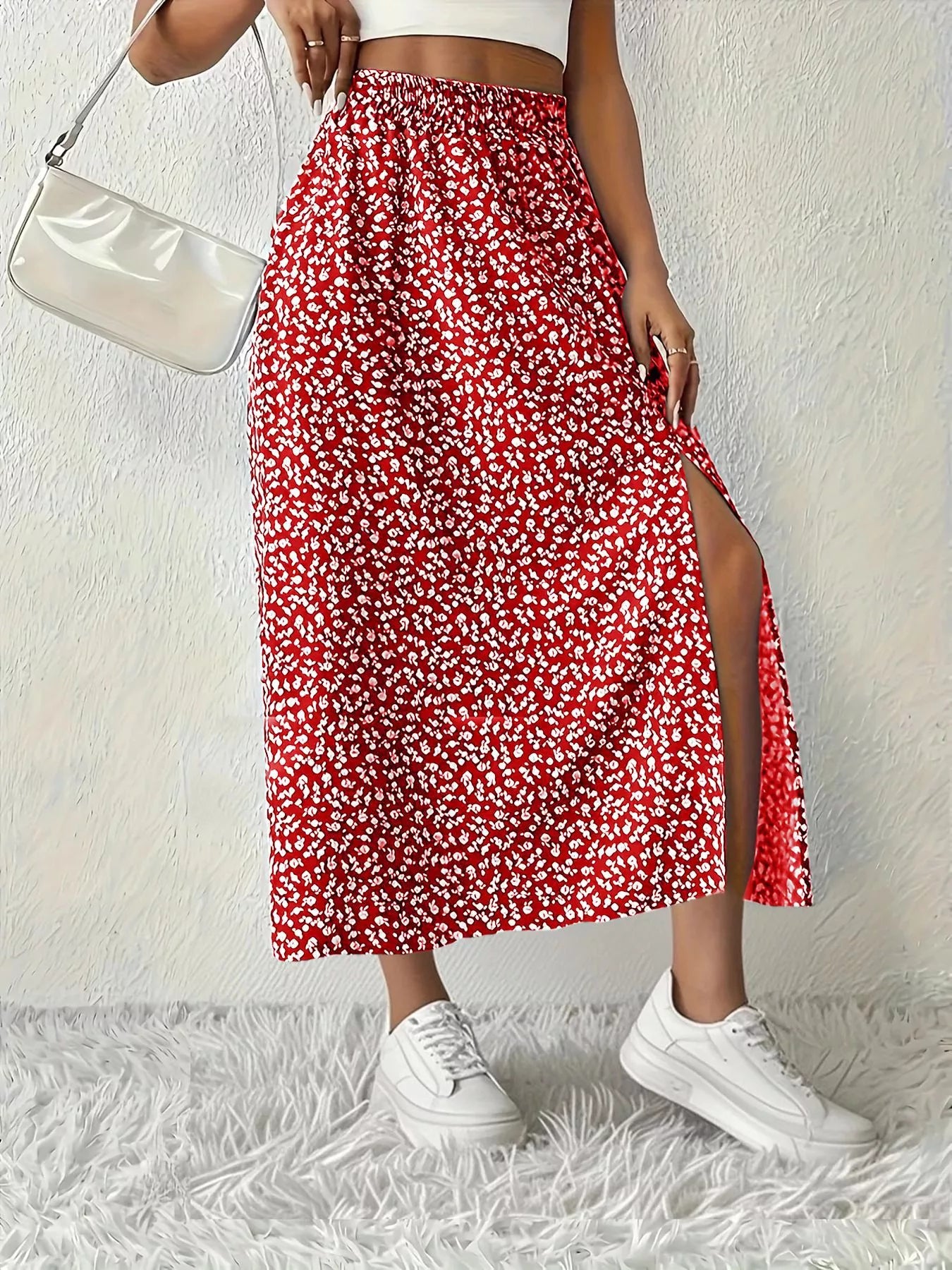 Slit Printed Skirt - cas7m