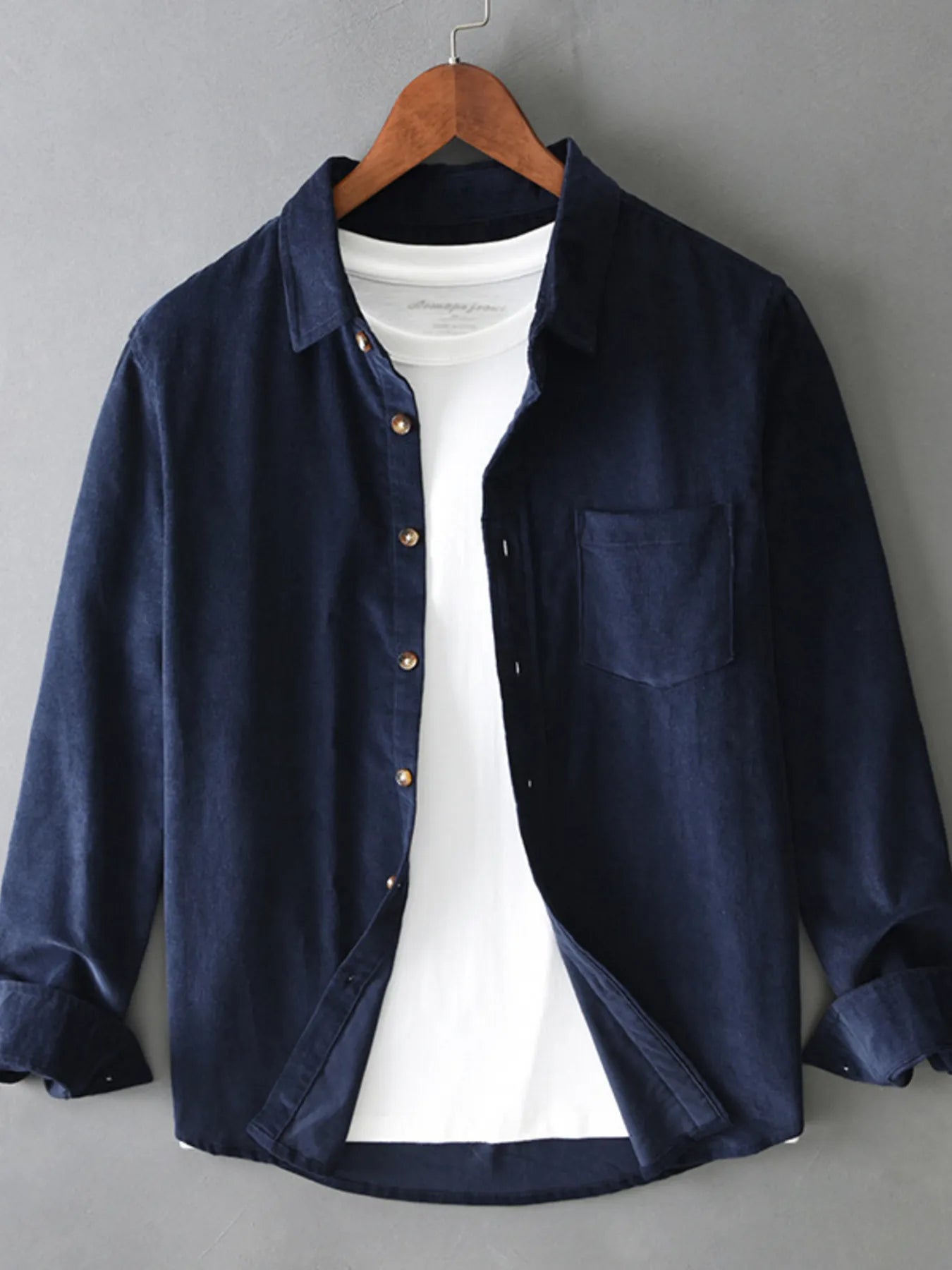 Men's Plus Size Button Up Long Sleeve Shirt - cas7m