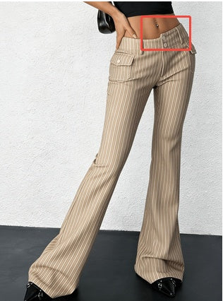 Low-Rise Double-Button Pinstripe Pants - cas7m