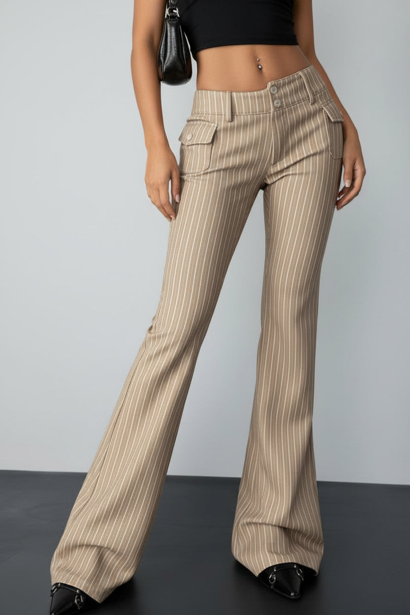 Low-Rise Double-Button Pinstripe Pants - cas7m