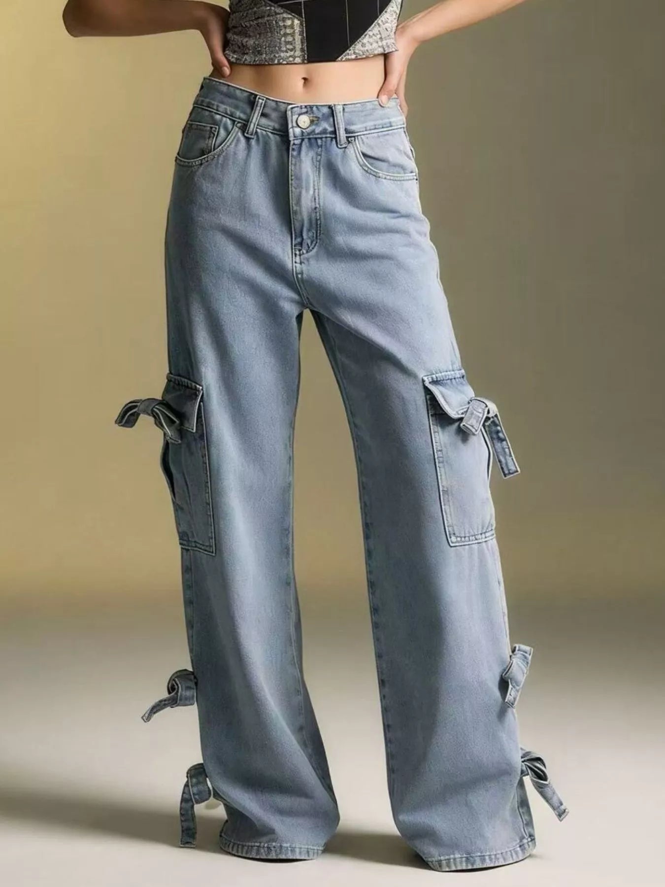 Bow Wide Leg Jeans - cas7m