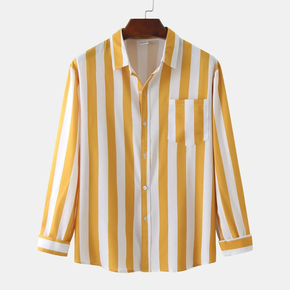 Men's Striped Button-Down Long Sleeve Shirt - cas7m