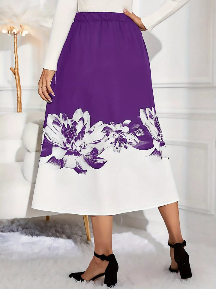 Floral Print A-Line Midi Skirt - cas7m