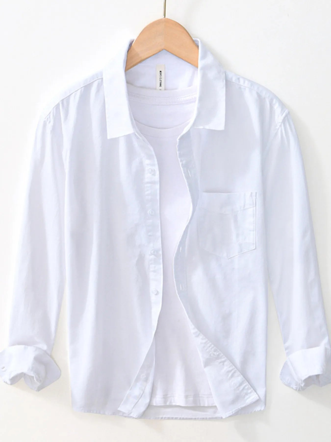 Men's Plus Size Button Up Long Sleeve Shirt - cas7m
