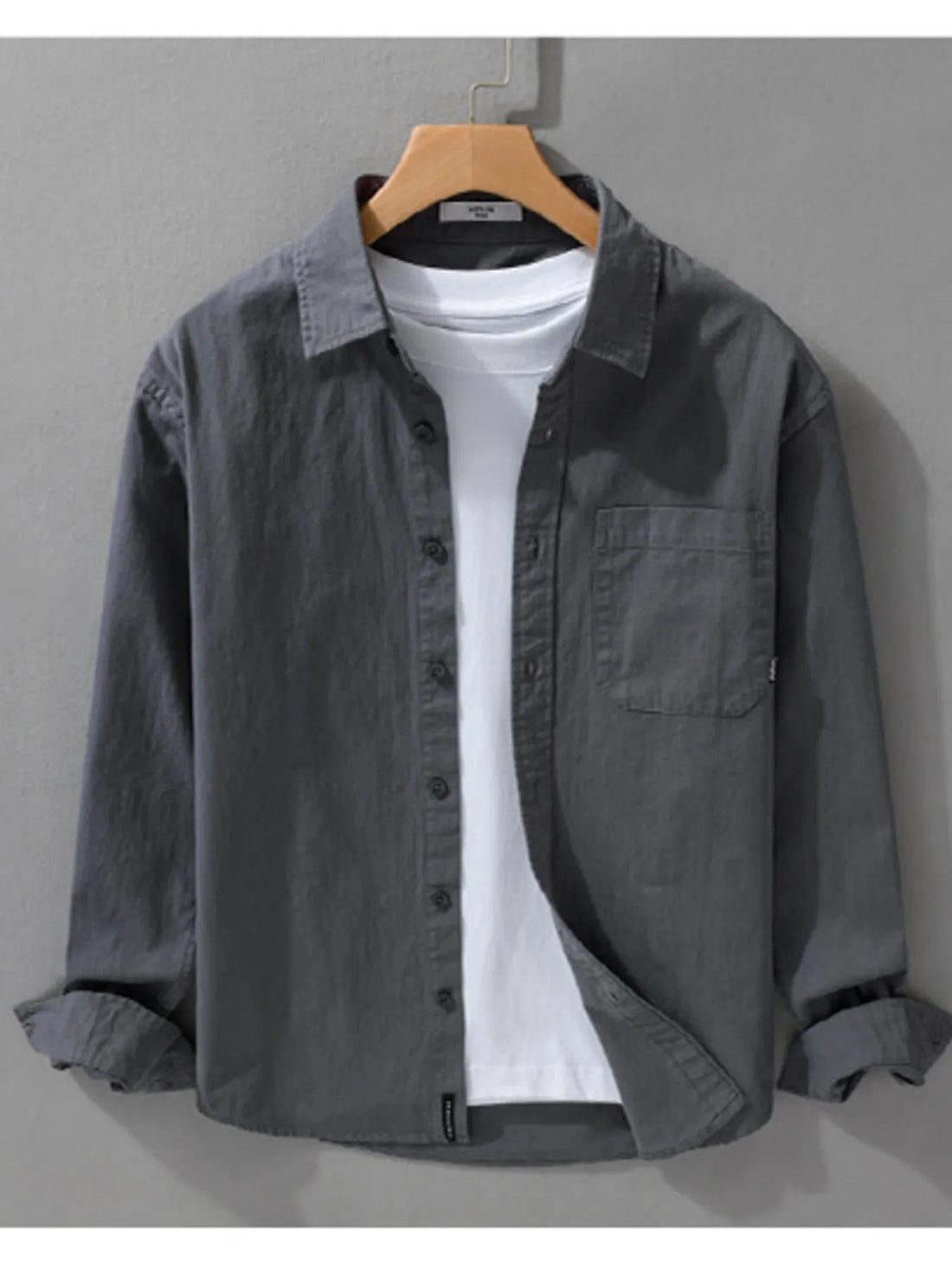 Men's Plus Size Button Up Long Sleeve Shirt - cas7m